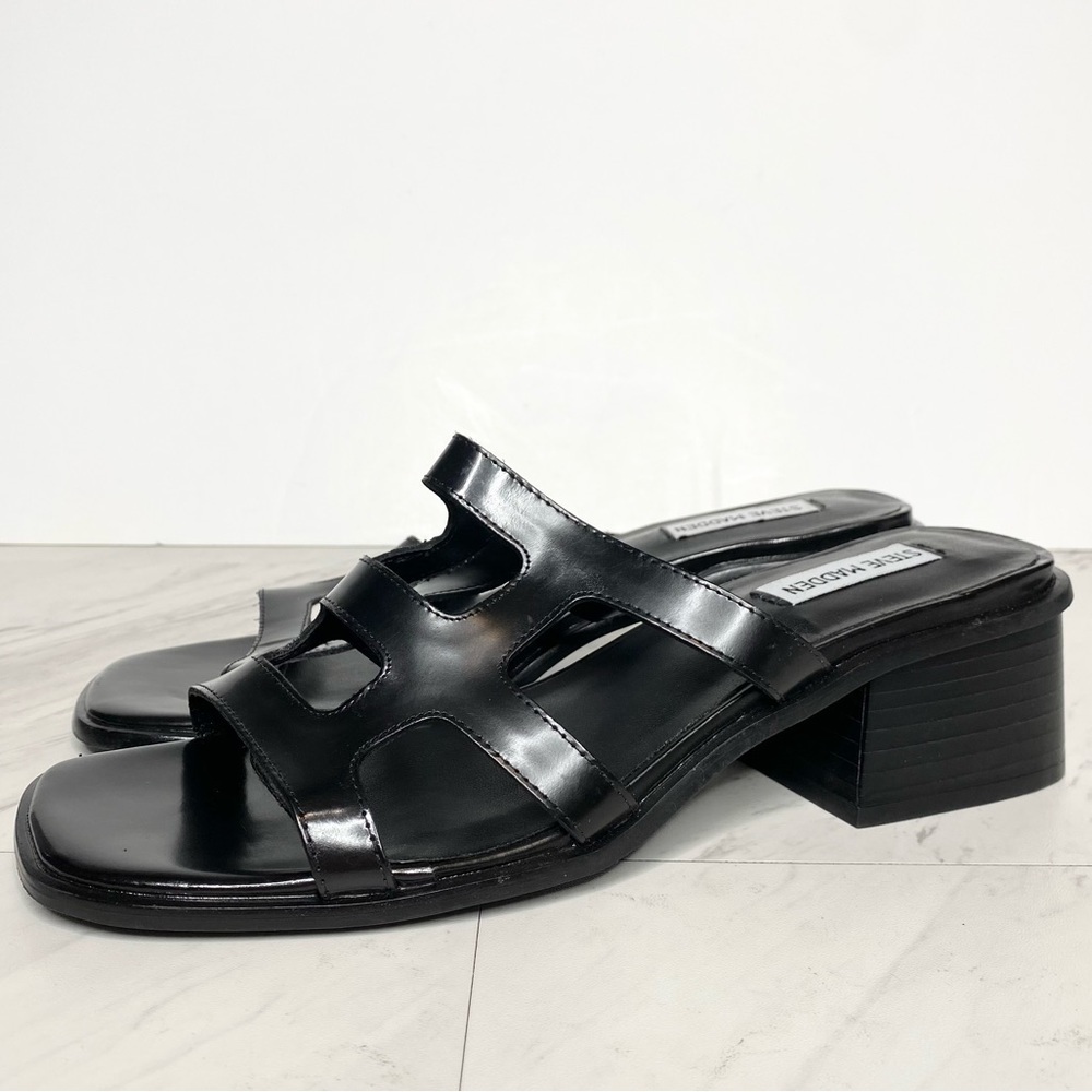 Steve Madden Princess Black Square Toe Sandal 9